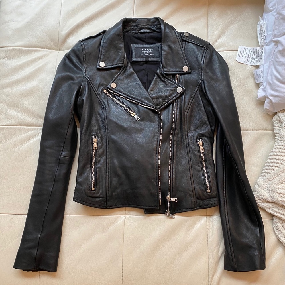 Classic Zara Trafaluc Authentic Leather Jacket